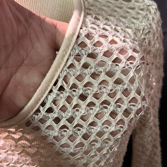 Miss Popular Sz Large‎ Cream Netting Mesh Long Sleeve Pink Heart (D) - Picture 4 of 8